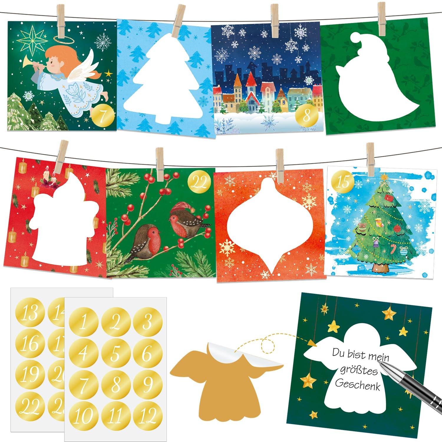 Calendrier de l'Avent 2025 kit cartes à gratter sans écran pour occuper les enfants