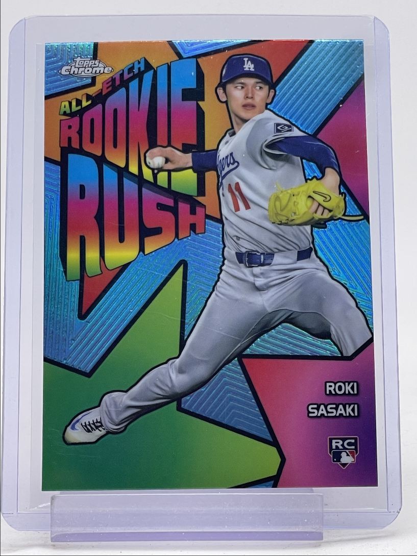 ROKI SASAKI 2025 TOPPS CHROME ALL-ETCH ROOKIE RUSH DODGERS RC Q0154