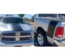 Fits Ram 1500 Rear Side Bed Decals Hood Stripe Stripes 5.7 Vinyl Graphics Rall