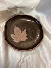 Routh Beverly Yorkshire Studio Pottery dish W/ Leaf Design. WOLD Stamp On Back