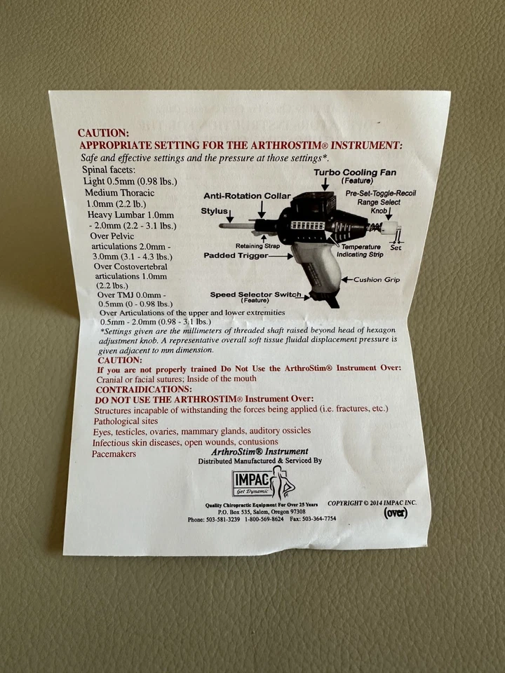 Instrumento quiropráctico Arthrostim con sistema de enfriamiento por ventilador Foto 3 de 4
