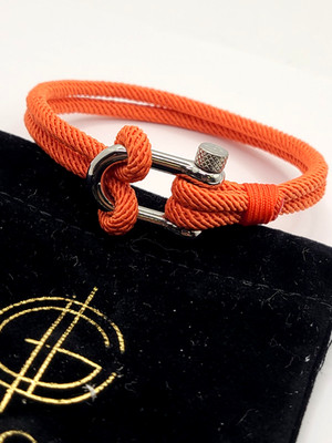 Caligio Fortune Orange Mens's Orange Shackle Bracelet 7.1''