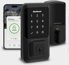 Kwikset HALO WiFi Touchscreen Keypad Smart Deadbolt,Matte Black Front Door *READ