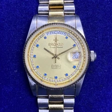 Rare Pronto President Day Date Automatic ETA Dual Tone Diamond Vintage Men Watch