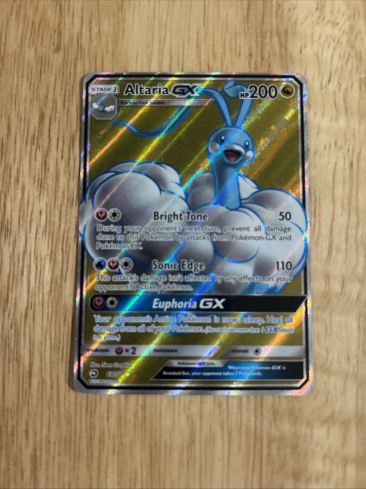 Altaria GX Dragon Majesty 68/70 Full Art Ultra Rare NM Condition Pokémon TCG