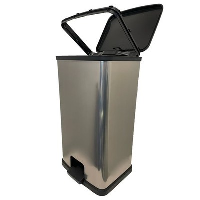 Mainstays 13.2 Gallon Plastic Step Trash Can with Lid, Silver