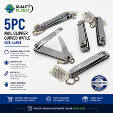 New 5pc Nail-Clipper-Curved W/File Size Large