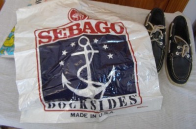 Vintage Sebago Blue Docksides Shoes with Original Box and Bag Boat 6 1/2 W