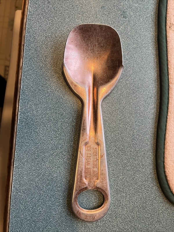 Vintage 8" SHORT'NING AND ICE CREAM Scoop Spoon Aluminum 