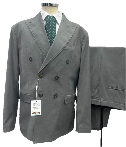 ABITO DOPPIO PETTO FRESCO LANA SFODERATO ANGELICO GRIGIO D7 48 50 52 54 ESTIVO - Imagen 1 de 13