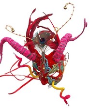 Handcrafted Venetian Carnival Mask With Feathers Peacock