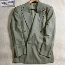 Giorgio Armani Le Collezioni Wool Double Breasted Sport Coat Sage Green Made Ita