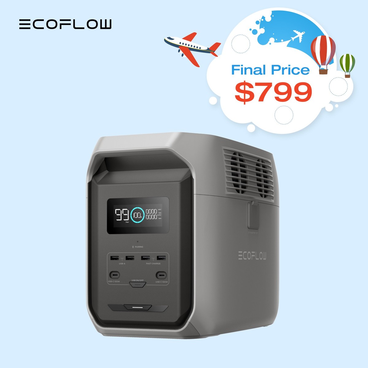 新品　EcoFlow DELTA 3 1500 1536Wh EcoFlow DELTA 3 1500 1536Wh Portable Power Station LFP