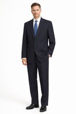 Johnny Carson VTG 2pc Suit Black Pinstripe Men's tailored in USA 38