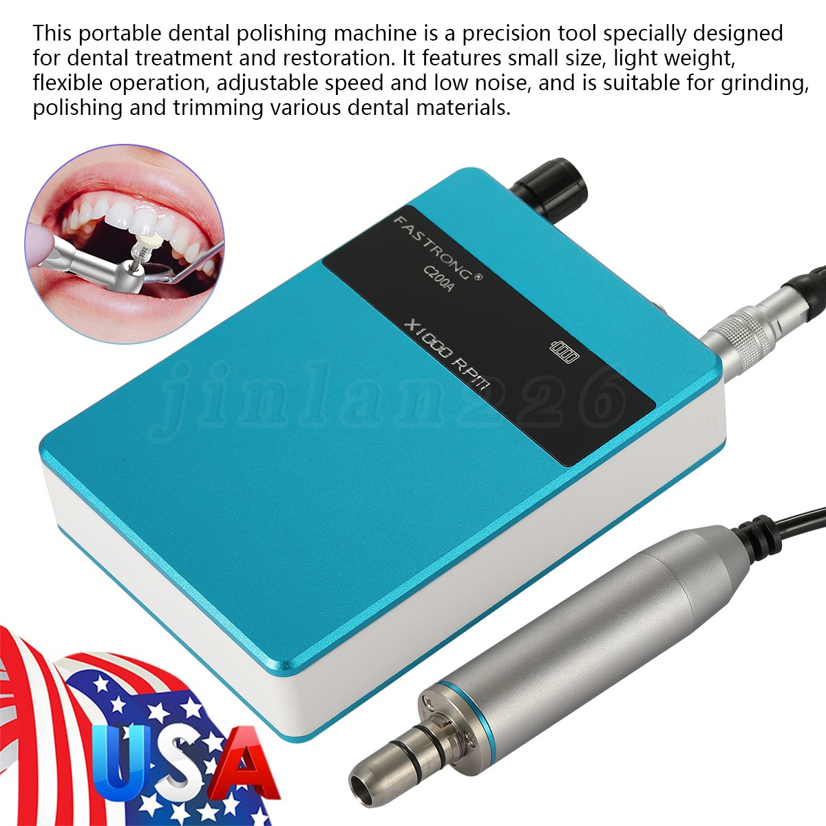 Dental Lab Portable Electric Micromotor Polishing Unit + E-type