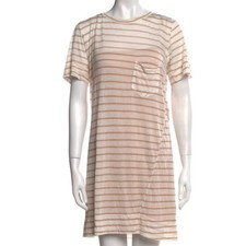A.L.C. Nude Striped Soft Micro Modal T Shirt Dress Removable Slip S