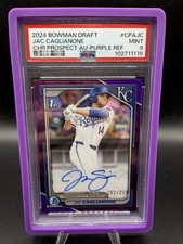 2024 Bowman Draft Chrome Prospect Autos #CPAJC Jac Caglianone Purple Ref PSA 9