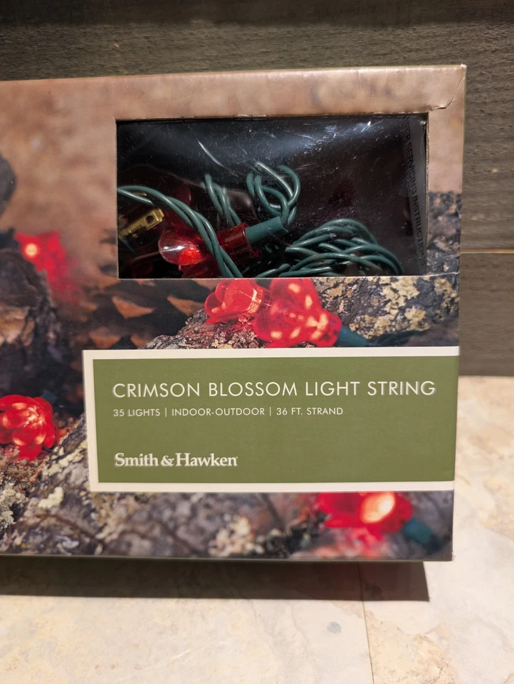 Cadena de luces Smith & Hawken flor carmesí 35 luces interior exterior probado Foto 2 de 4