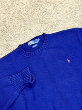 Polo Ralph Lauren Crew Neck Sweater Mens Size XL Cotton Pullover Blue Knit