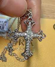 0.5CT Moissanite Cross Necklace 925 Sterling Silver 5mm Pendant