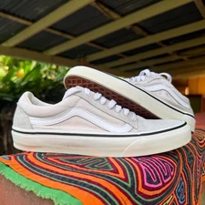 Vans Old Skool Canvas Suede Cream White Sneakers Size Mens 7 Womens 8.5 - 751505