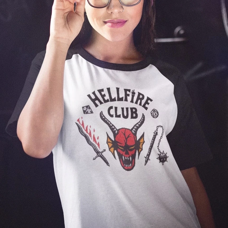 Hellfire Club Raglan T-Shirt - Inspired by the 80's Retro TV Show - Hawkins High - Image 3 of 4