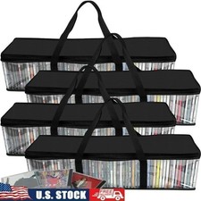 Clear CD Storage Bags 4 Pack PVC Media Carrying Case Zipper Holds 200 CD Durable