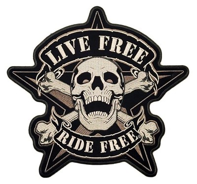 Skull Bones Live Free Biker Jacket Vest Back Patch [Iron on Sew on -11.0 X 11.0]