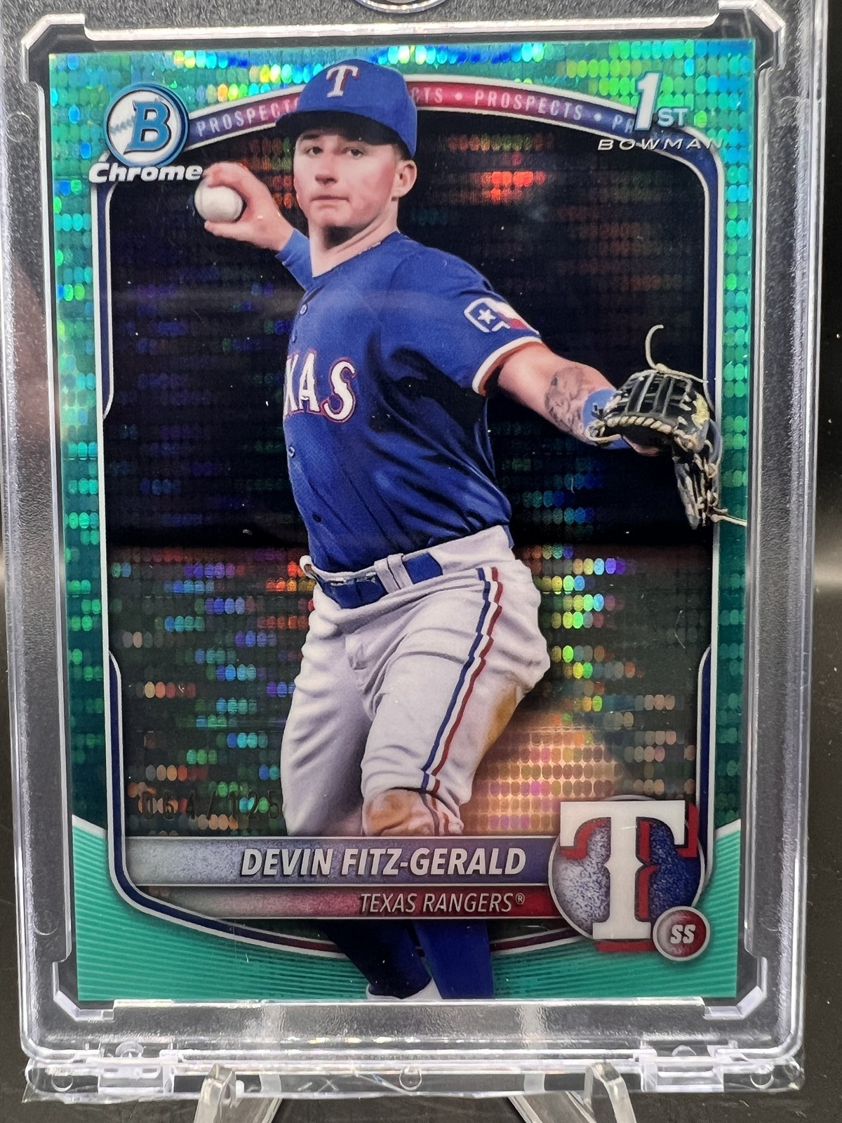 2025 Bowman Chrome 1st Devin Fitz-Gerald Aqua Pulsar Short Print 64/125