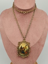 Vtg George Washington Crossing the Delaware Cameo Pendant Necklace 1976 24