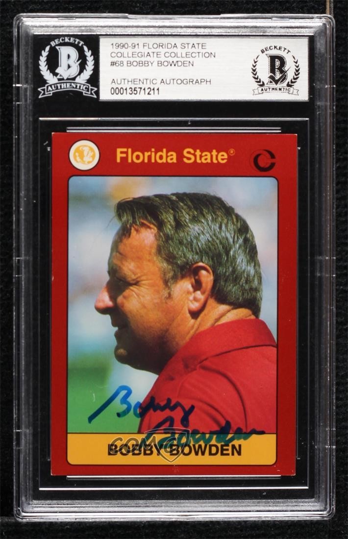 Bobby Bowden Florida State Seminoles BAS 1991 #68 Authentic Auto ow6 