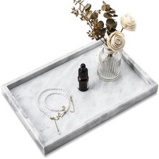Real Natural Marble Tray for Bathroom, Vanity, Kitchen and Desktop, Rectangle...