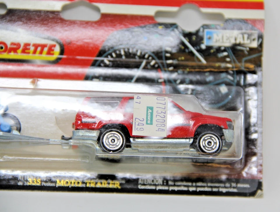 Remolque para moto Majorette 335 "Toyota 4x4 corredor y motocicleta" nuevo en tarjeta raro Foto 3 de 4