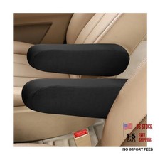 2 PCS Car Front Seat Armrest Covers, Elastic Fabric Stretch Auto Seat Black