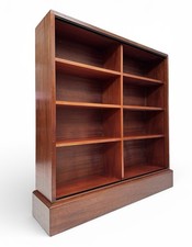 LARGE VINTAGE ANTIQUE SOLID MAHOGANY OPEN BOOKCASE SHELVING DISPLAY CABINET 1960