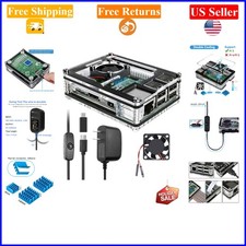 Raspberry Pi 3 B Case with Fan, Heatsinks, 5V 3A Power Supply, Clear White