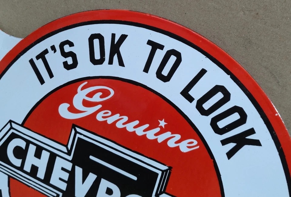 Chevrolet Porcelain Enamel Sign 19.5 x 17 Inches 2 Sided - Image 3 of 4