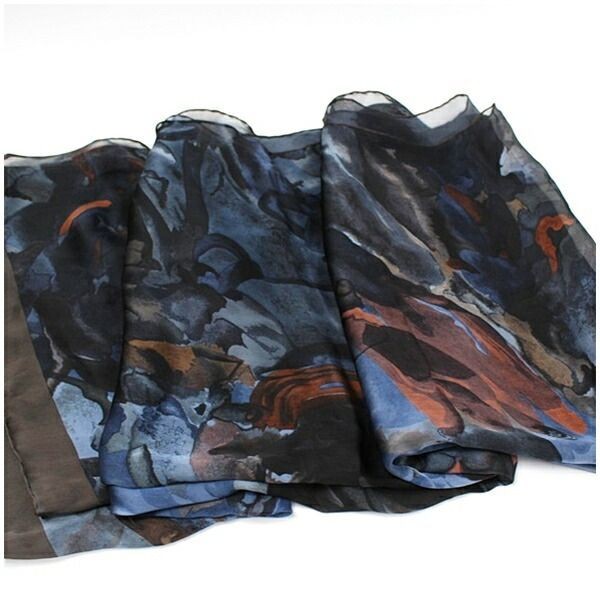 Gucci Silk Large Stole Rectangular Gray Black Use… - image 6