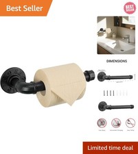 Heavy Duty Wall Mounted Tissue Holder - Vintage Industrial Design, Black 9"