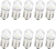 AC/DC E10 Bulbs, 10pcs 9 Volt Warm White E10 Replacement Bulbs Miniature Screw L