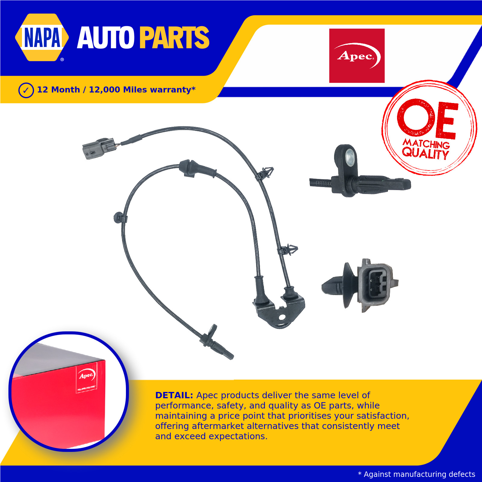 ABS Sensor Front Right ABS1764 Apec Wheel Speed 5621068L00 5621068L01 Quality