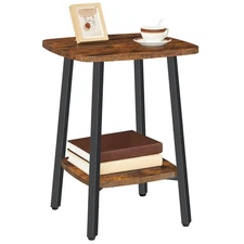 Side Table, 2-Tier Square Sofa End Table, Small Storage Nightstand, for Small...