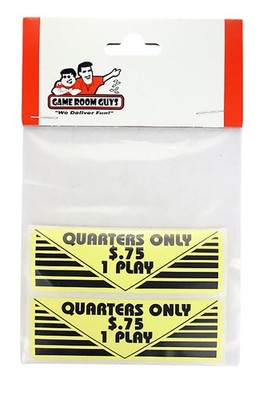 3 Quarters 1 Play Arcade Pinball Label Sticker Decal - Set of 2