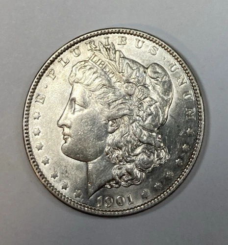 1901 Morgan Silver Dollar Better Date AU+ Lightly Cleaned