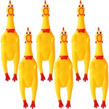6 Pcs Large Screaming Chicken Dog Toys,Yellow Rubber Chicken 12 inc... Fast Ship
