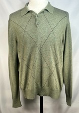 Dockers Acrylic 1/4 Button Argyle Sweater Green Mens M