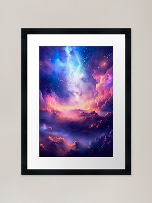 Pastell Wolken mit Blitz im Spa Gerahmtes Wandbild Poster Leinwanddruck Bild