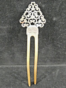 #11 Antique Victorian Hair Comb Celluloid(?) Sterling Silver