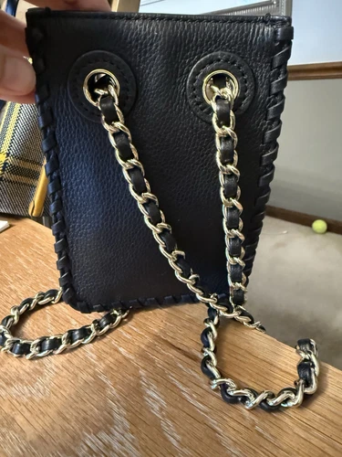 Tory Burch mini porta pranzo tracolla a catena in nero ciottolato