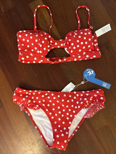 NWT SIZE MEDIUM RED & WHITE CUPSHE Women's Red Polka Dot Bikini Set
